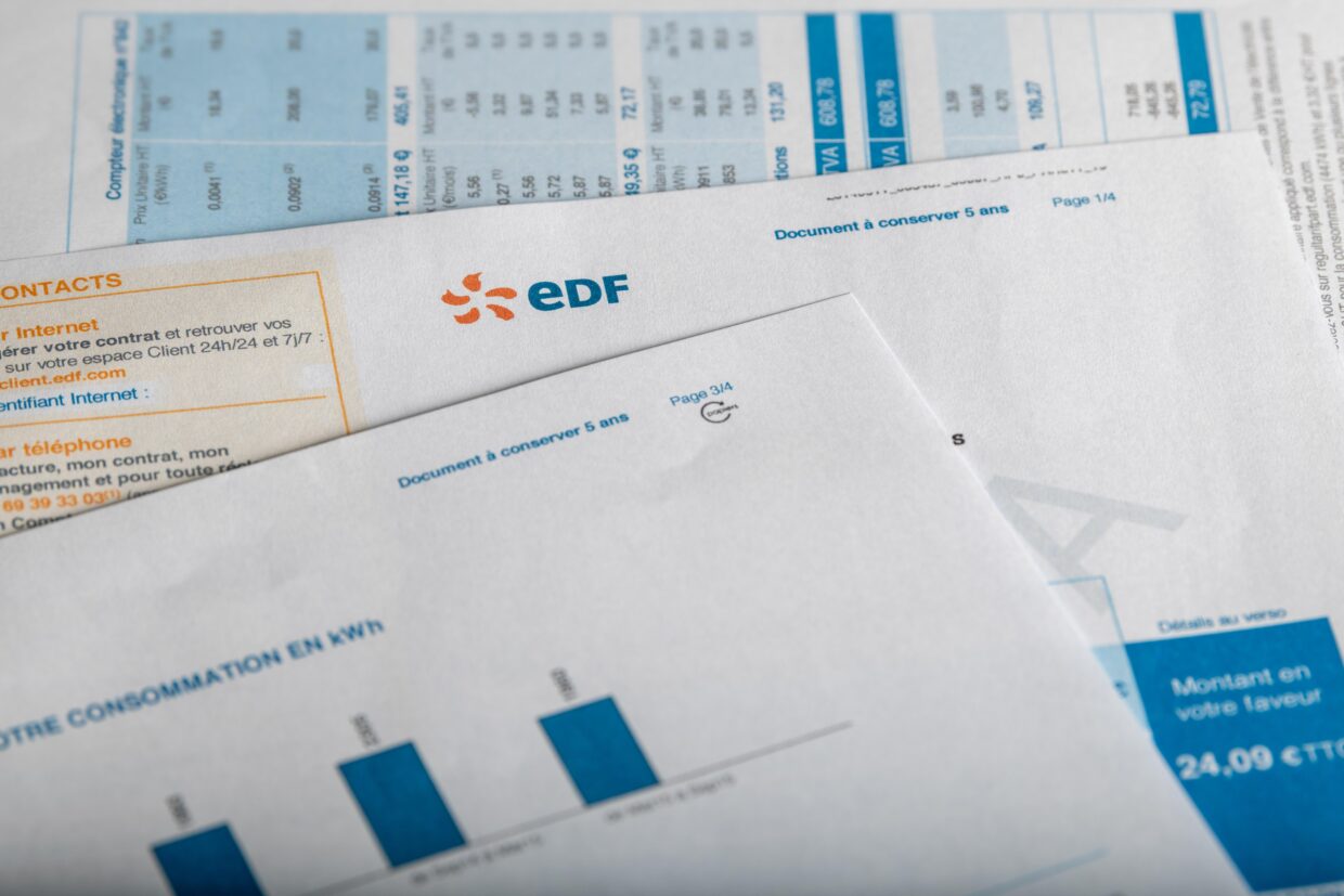 Paris, France – October 04, 2021 : EDF Electricity invoice close