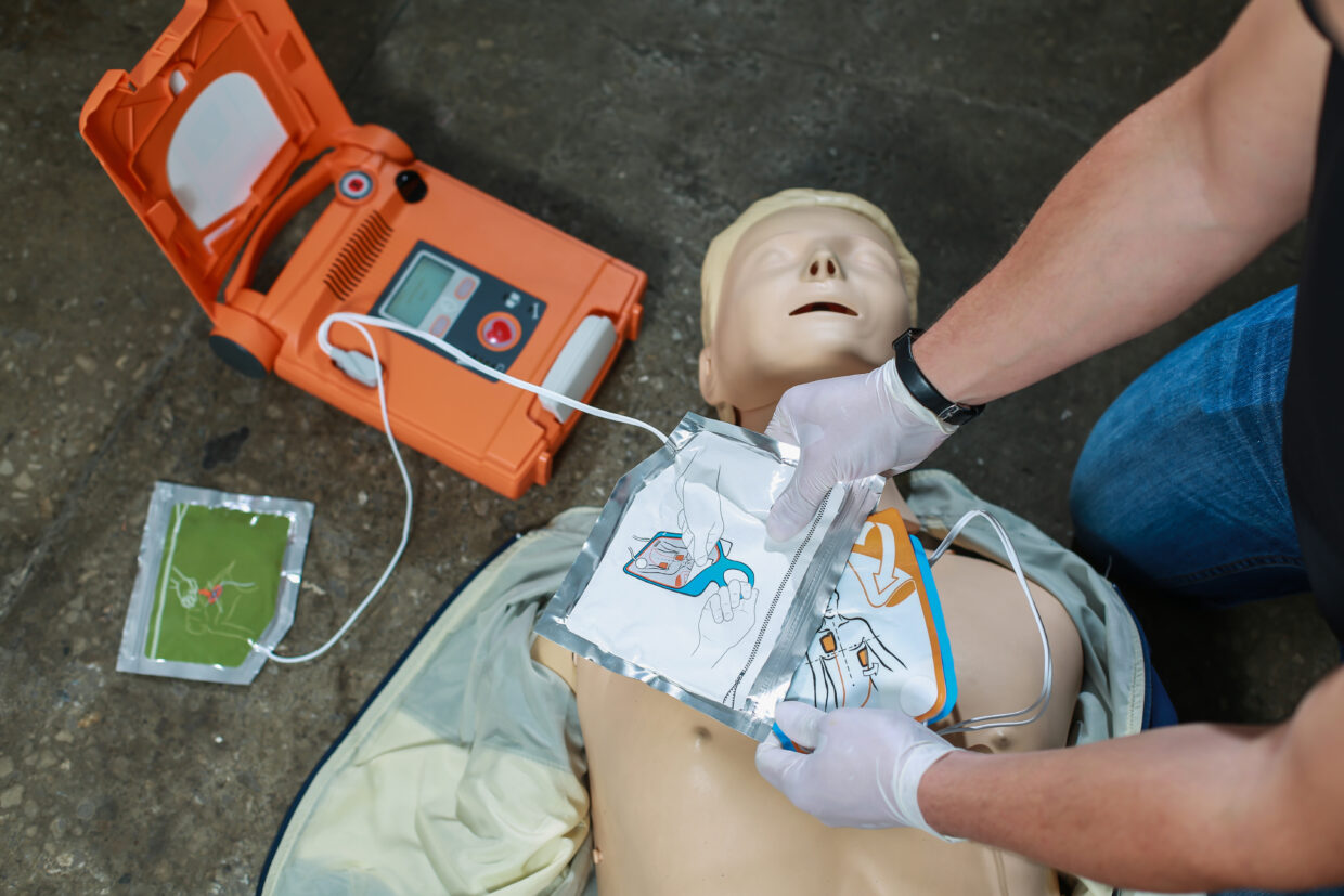 The use of an automatic external defibrillator in conducting a b